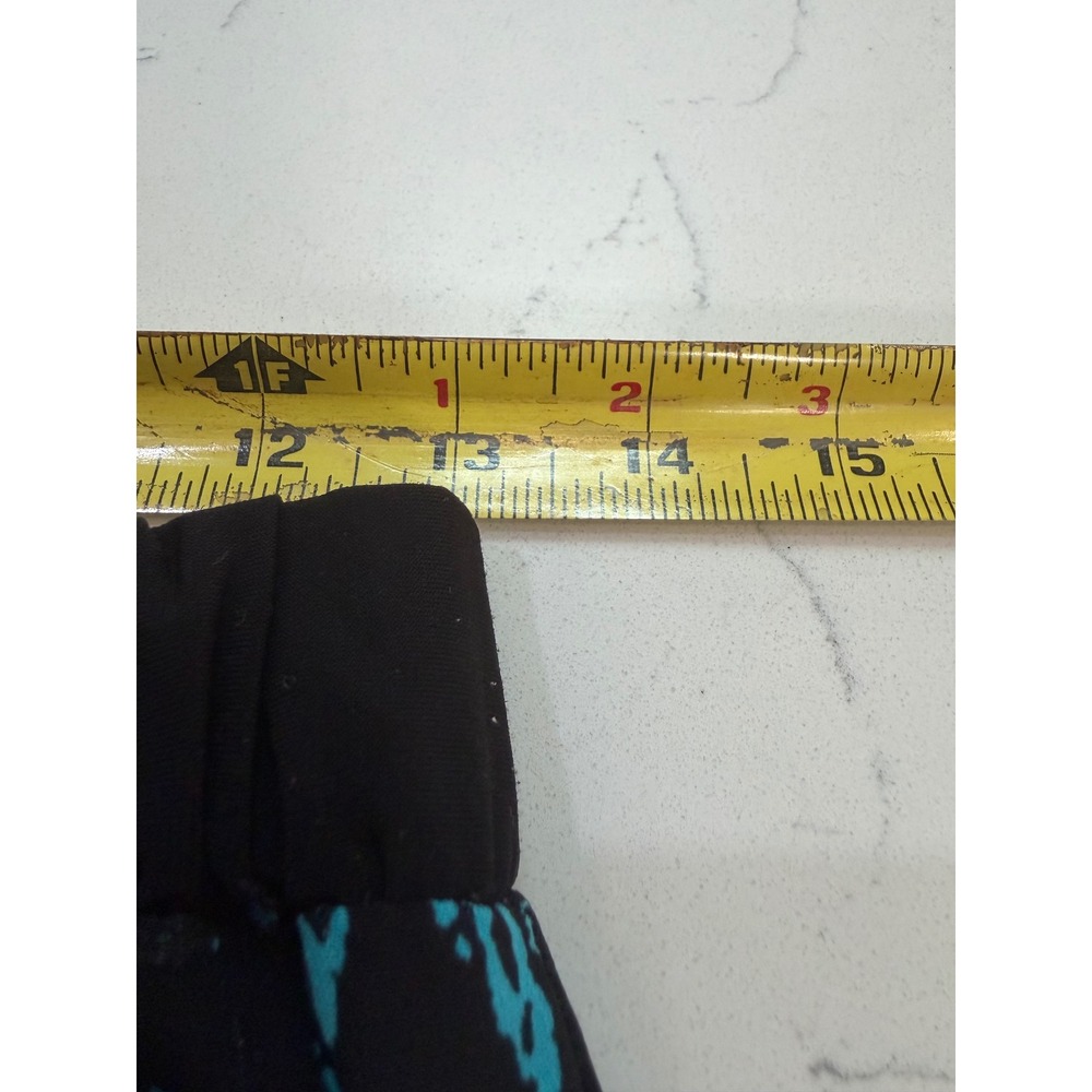 Bongo Womens Jogger Pants Large Black Teal Blue Abstract Print Zippers no pocket - Picture 4 of 8